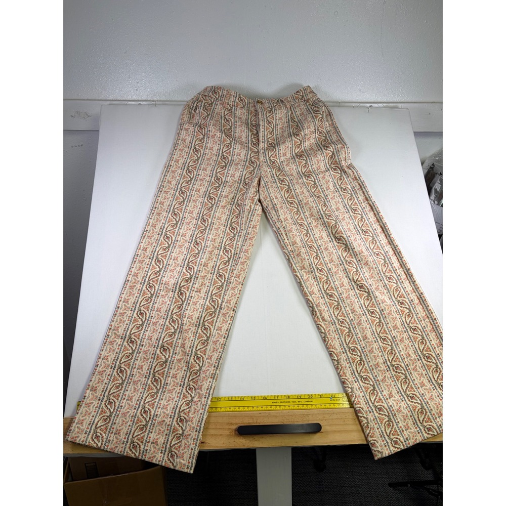 Cider Cream Paisley Tapestry Print High Waisted Wide Leg Pants Small Retro Boho